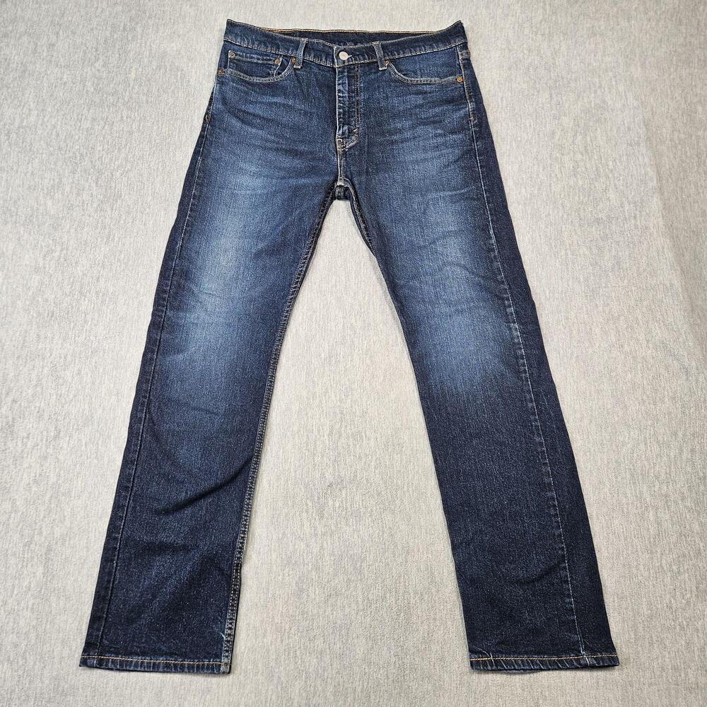 Levis 513 Jeans Mens 34x32 Blue Slim Straight Stretch Denim Medium Wash Classic